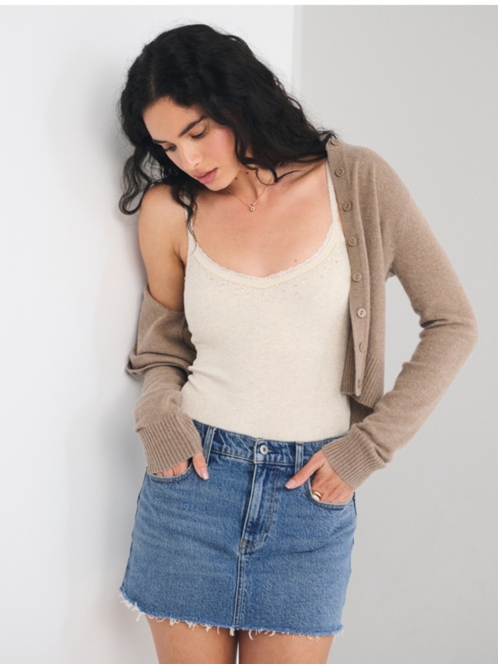 Abercrombie & Fitch Curve Love Mid-rise Light Blue Denim Mini Skirt-Size 32 - Picture 2 of 8